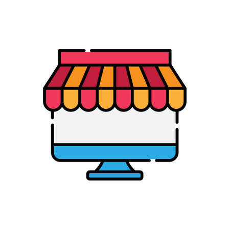 Online Store icon Vector design Illustration. Modern Online Shopping icon vector design concept for e-commerce, online store and marketplace website, mobile, logo, symbol, button, sign, app UIのイラスト素材