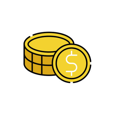 Coin icon Vector Illustration. Dollar Money Coin icon vector design concept for Payment, Finance, Currency and Trading Business. Money Coins vector icon flat design for website, symbol, sign, App UIのイラスト素材