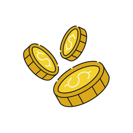 Coin icon Vector Illustration. Dollar Money Coin icon vector design concept for Payment, Finance, Currency and Trading Business. Money Coins vector icon flat design for website, symbol, sign, App UIのイラスト素材
