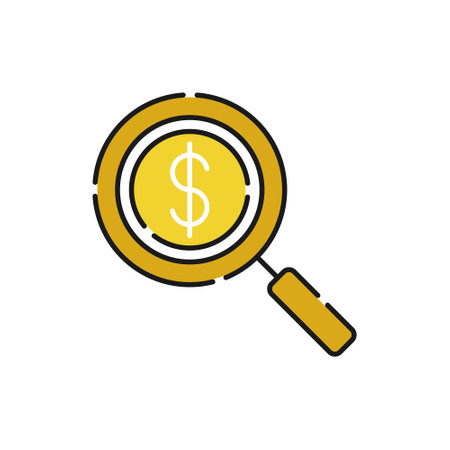Money Search icon Vector Illustration. Money with Searching icon vector design concept for Banking, Finance, Currency and Trading Investment Business website, symbol, icon, sign, App UI template.のイラスト素材