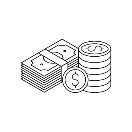 Money icon Vector Illustration. Dollar Money icon vector design concept for Payment, Finance, Currency and Trading Business. Money cash vector icon flat design for website, symbol, icon, sign, App UIのイラスト素材