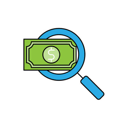 Money Search icon Vector Illustration. Money with Searching icon vector design concept for Banking, Finance, Currency and Trading Investment Business website, symbol, icon, sign, App UI template.のイラスト素材