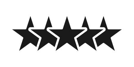 Customer review rating icon vector illustration. 5 star rating icon vector design template. Review Rating with Five Star vector icon flat design for website, symbol, logo, sign, mobile, app, UI.のイラスト素材