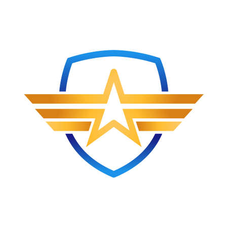 Abstract Star Logo icon Design Vector template. Star Logo with Wings design concept. Star Logo with Wing icon vector design template for business, branding, company, website, symbol, corporate, logoのイラスト素材