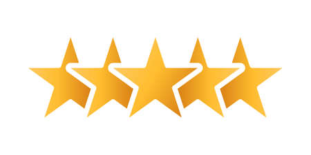 Customer review rating icon vector illustration. 5 star rating icon vector design template. Review Rating with Five Star vector icon flat design for website, symbol, logo, sign, mobile, app, UI.のイラスト素材