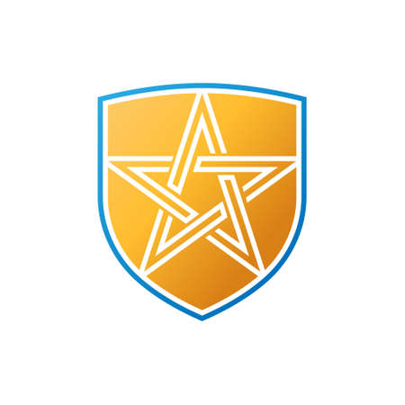 Abstract Star Logo icon Design Vector template. Star Logo with Shield design concept. Star Logo icon vector design template for business, branding, company, website, symbol, corporate, logo.のイラスト素材