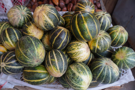 Cucumis melo, commonly known as gourd or kuri squashの写真素材