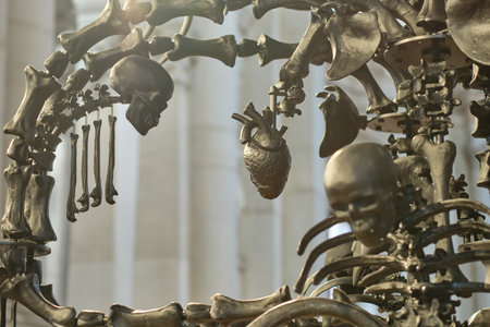 Black glass chandelier exhibited in Venice. High quality photoの写真素材
