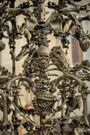 Black glass chandelier exhibited in Venice. High quality photoの写真素材