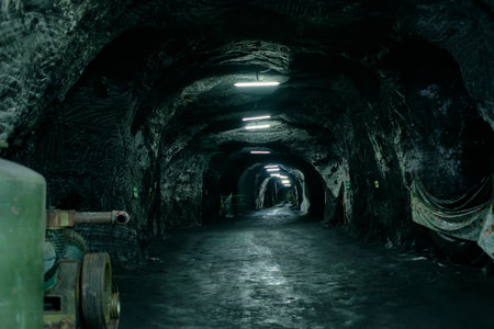 indoor view of Zipaquira cathedral de La Sal, Colombiaの写真素材