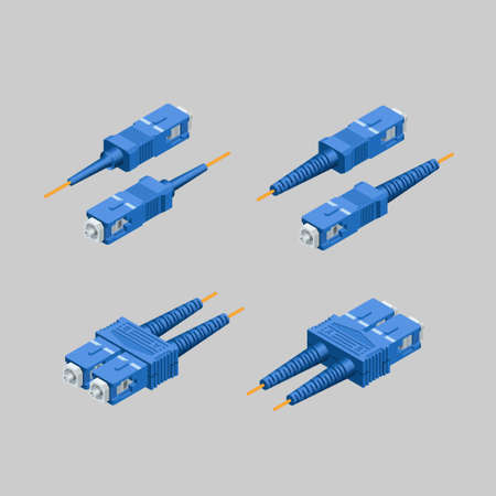 An optical fiber connector terminates the end of an optical fiber, and enables quicker connection and disconnection than splicing.のイラスト素材