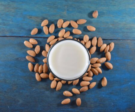 Glass of almond milkの写真素材