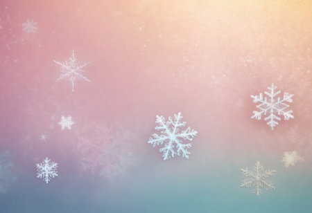 Snowflakes on a colorful background. Christmas and New Year background.の素材