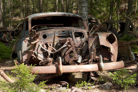 Old wrecked carの写真素材