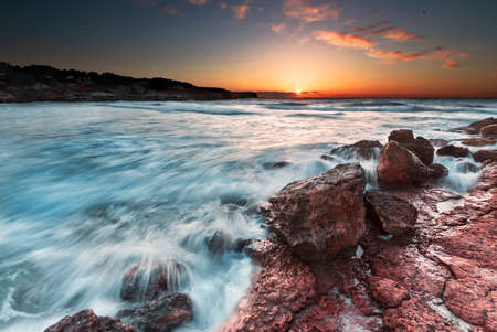 Beautiful sunset in the coast, in Catalonia (Spain).の写真素材