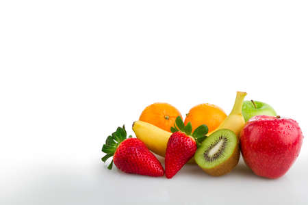 Colourful fresh isolated fruits, on white background.の写真素材