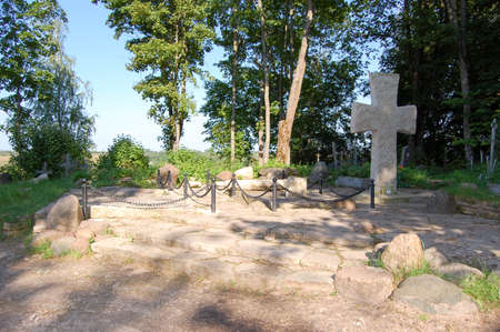 One of the crosses, taller than a man, is known as the Truvor Cross, the Truvor Grave. Folk tradition connects him with the legendary Varyag Truvor.の写真素材