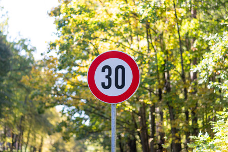 Speed limit traffic sign in Europeの写真素材