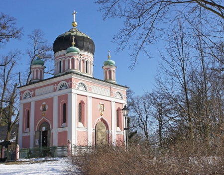 Old Russian Church, Alexandrowka Village, Potsdam, Germany, Europeの写真素材