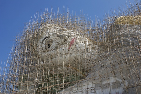 Construction of a Buddha statue, Monywa, Myanmar, Asiaの写真素材
