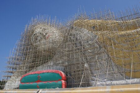 Construction of a Buddha statue, Monywa, Myanmar, Asiaの写真素材