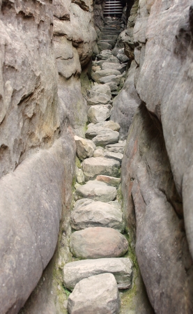 Light at the end of a stony way, silent street, Grampians National Park, Australiaの写真素材