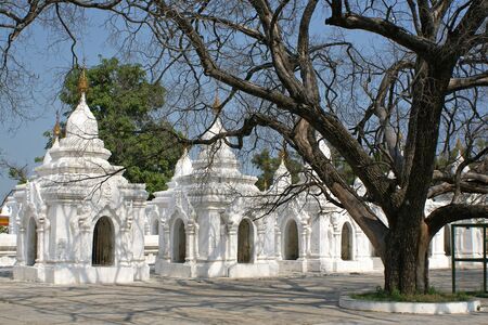 Kuthodaw Pagoda, the largest book of the world  Mandalay, Myanmarの写真素材