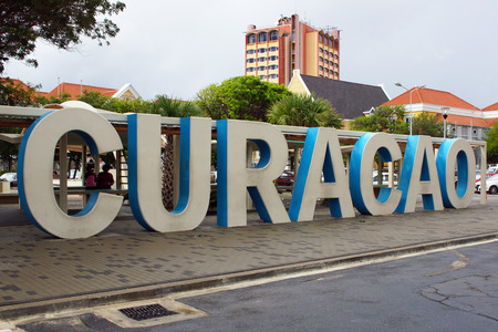 WILLEMSTAD, CURACAO - DECEMBER 10, 2013  Curacao logo in downtown of Willemstad on December 10, 2013 in Curacao, ABC Islandsのeditorial素材