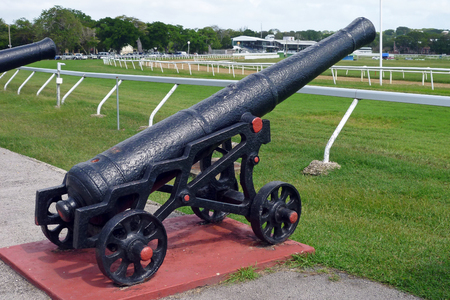 BRIDGETOWN, BARBADOS - DECEMBER 15, 2013  Artillery and turf on December 15, 2013 in Bridgetown, Barbados, Caribbeanのeditorial素材