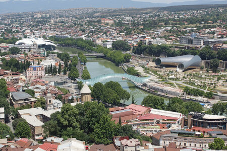 TBILISI, GEORGIA - JUNE 28, 2014  Panorama view over Tbilisi on June 28, 2014 in Georgia, East Europeのeditorial素材