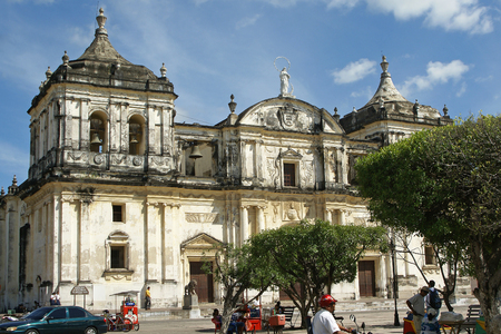 LEON, NICARAGUA - NOVEMBER 9, 2007  Panorama of the cathedral of Leon on November 9, 2007 in Nicaragua, Latin Amerikaのeditorial素材