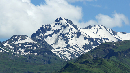 Panorama of the Caucasus Mountains close to Mestia, Georgia, Europeの写真素材