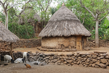 Village of Konso people, Ethiopia, Africaのeditorial素材
