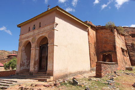 Monolithic church Abreha Atsbeha, Tigray, Ethiopia, Africaの写真素材