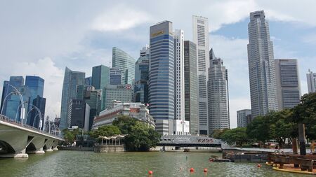 SINGAPORE, ASIA - MAY 14, 2015: Skyline of the metropolis Singapore on May 14, 2015 in Singapore, Asiaのeditorial素材