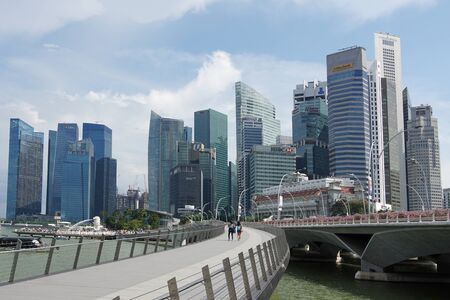 SINGAPORE, ASIA - MAY 14, 2015: Skyline of the metropolis Singapore on May 14, 2015 in Singapore, Asiaのeditorial素材
