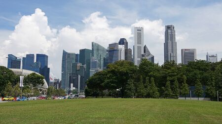 SINGAPORE, ASIA - MAY 14, 2015: Skyline of the metropolis Singapore on May 14, 2015 in Singapore, Asiaのeditorial素材