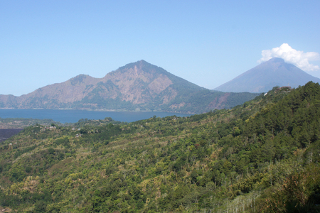 Volcano landscape around lake Batur, Bali, Indonesia, Asiaの写真素材