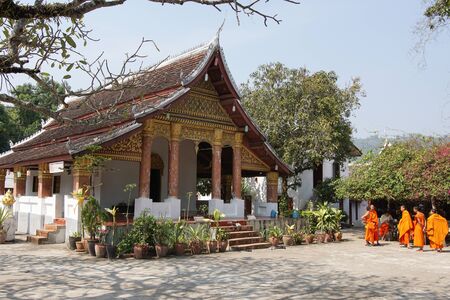LUANG PRABANG, LAOS - FEBRUARY 10, 2016: Wat Sop Sickharam, one of the temples in Luang Prabang on February 10, 2016 in Laos, Asiaのeditorial素材