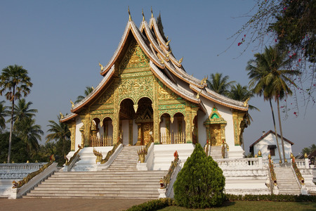 LUANG PRABANG, LAOS - FEBRUARY 10, 2016: Wat Ho Pha Bang temple close to the National Museum on February 10, 2016 in Luang Prabang, Laos, Asiaのeditorial素材