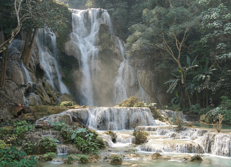 Tat Kuang Si Waterfall close to Luang Prabang, Laos, Asiaの写真素材