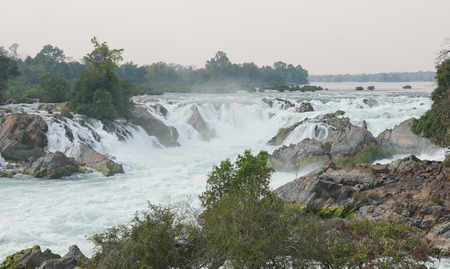 Khone Phapheng Waterfalls, Mekong River, Laos, Asiaの写真素材