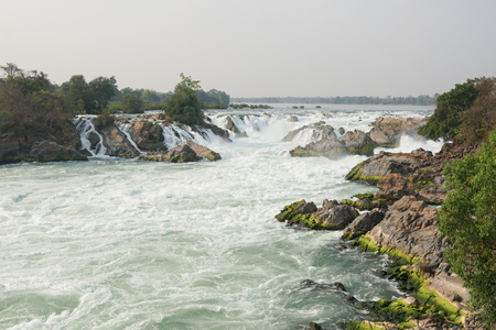 Khone Phapheng Waterfalls, Mekong River, Laos, Asiaの写真素材