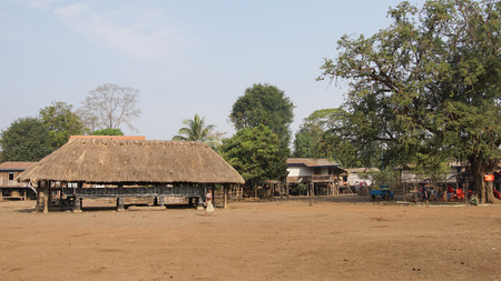 KATU VILLAGE, LAOS - FEBRUARY 23, 2016: Traditional village of Katu minority on February 23, 2016 in Laos, Asiaのeditorial素材