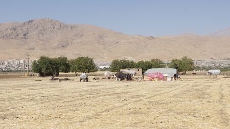 KERMANSHAH, IRAN - OCTOBER 3, 2016: Camp of nomads close to Kermanshah on October 3, 2016 in Iran, Asiaのeditorial素材