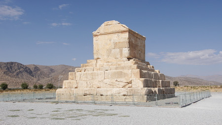 PASARGADAE, IRAN - OCTOBER 8, 2016: Tomb of achaemenid king Kyrus II. in Pasargadae on October 8, 2016 in Iran, Asiaのeditorial素材