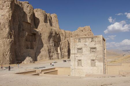 NAQSH-E ROSTAM, IRAN - OCTOBER 6, 2016: Necropolis of the Achaemenid kings in Naqsh-e Rostam on October 6, 2016 in Iran, Asiaのeditorial素材
