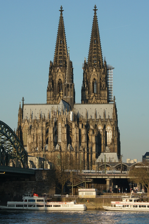 COLOGNE, GERMANY - MARCH 28, 2017: Cologne Dome during sunrise on March 28, 2017 in Germany, Europeのeditorial素材