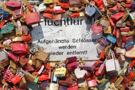 COLOGNE, GERMANY - MARCH 23, 2017: Love Lock Gallary of Cologne on March 23, 2017 in Germany, Europeのeditorial素材