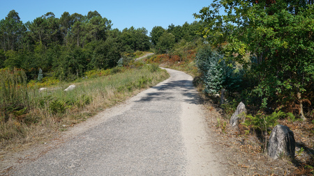 Pilgrim trail between Redondela and Pontevedra on the Camino de Santiago trail, Spainの写真素材